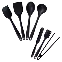Kit de Utensílios de Silicone Preto Oikos – 7 Peças