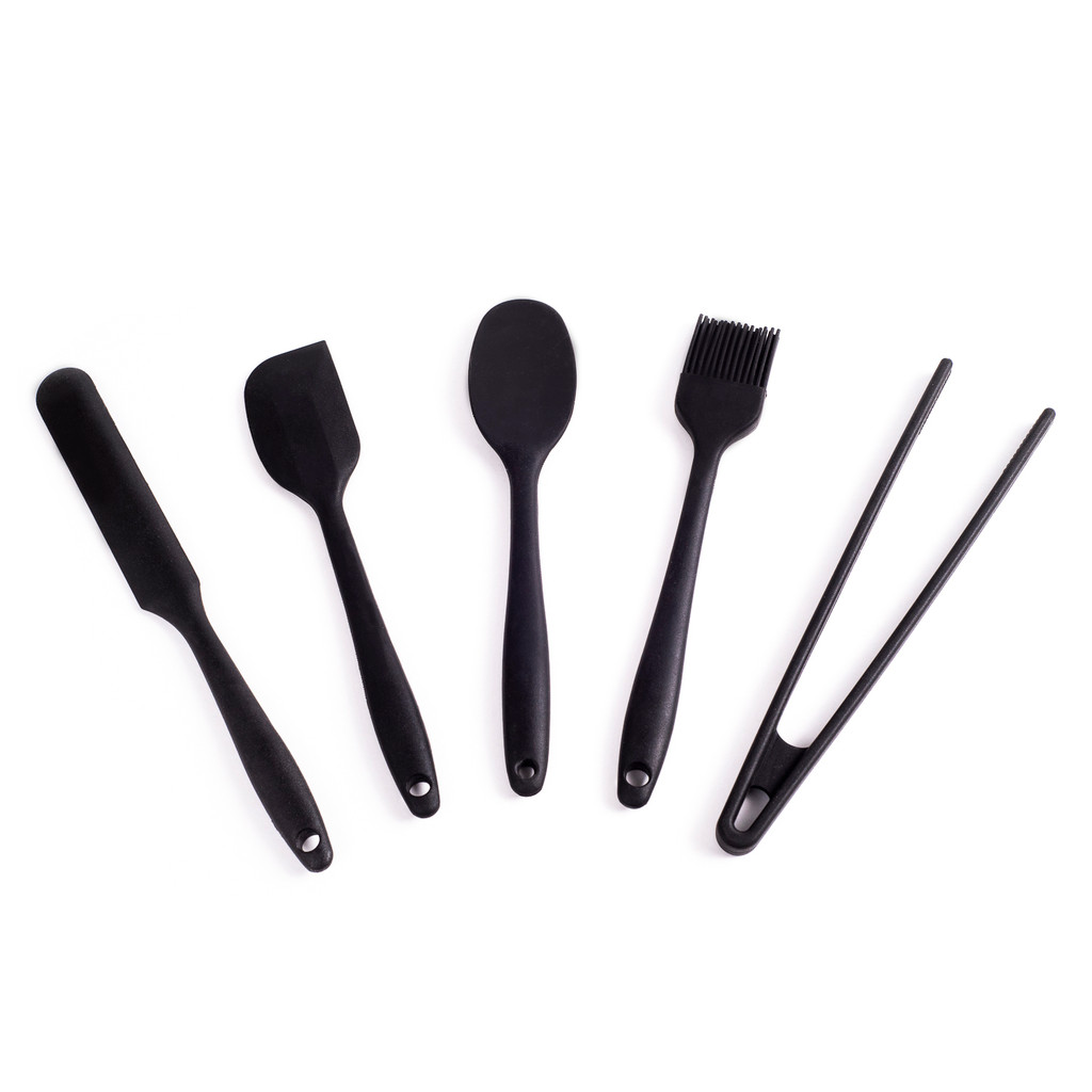 Kit de Utensílios de Silicone com 5 Peças Preto - Oikos