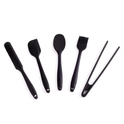 Kit de Utensílios de Silicone com 5 Peças Preto - Oikos