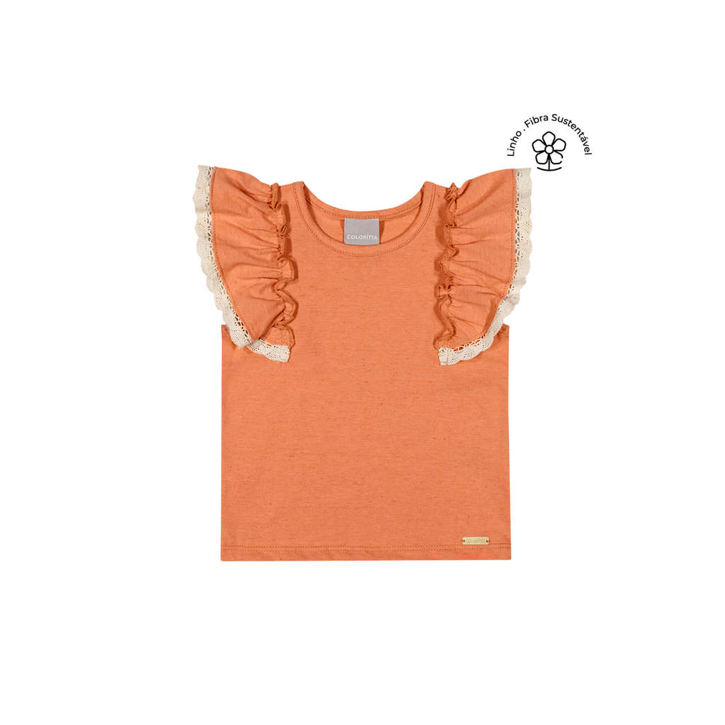 Blusa Infantil Menina Malha Linho Colorittá Laranja em Oferta na Shopee