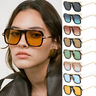 Óculos De Sol Piloto De Armação Grande Quadrada Da Moda Para Mulheres Homens Várias Cores Unissex Resistente A UV em Oferta na Shopee