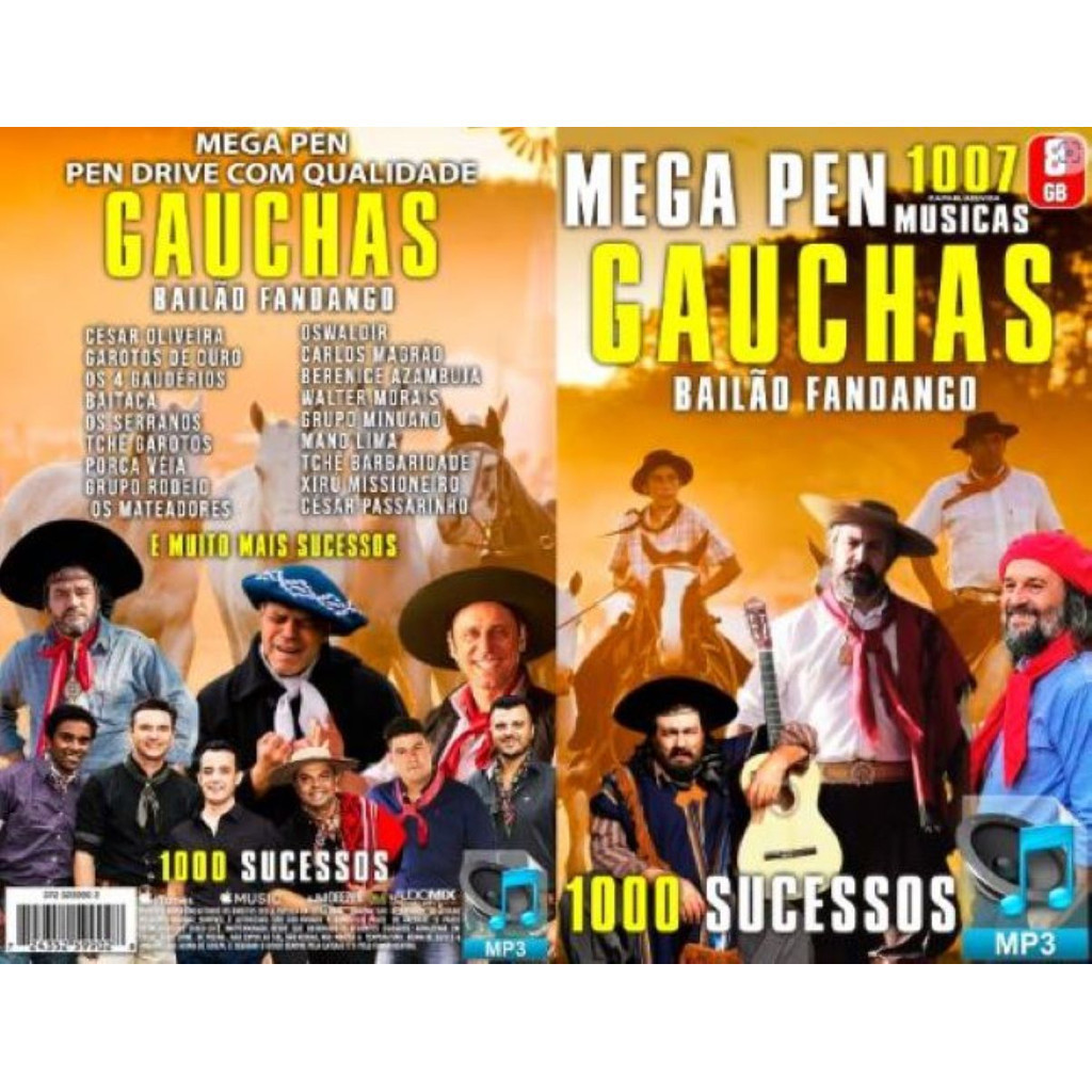 KIT Pen Drive 8GB Gauchas Bailão Fandango