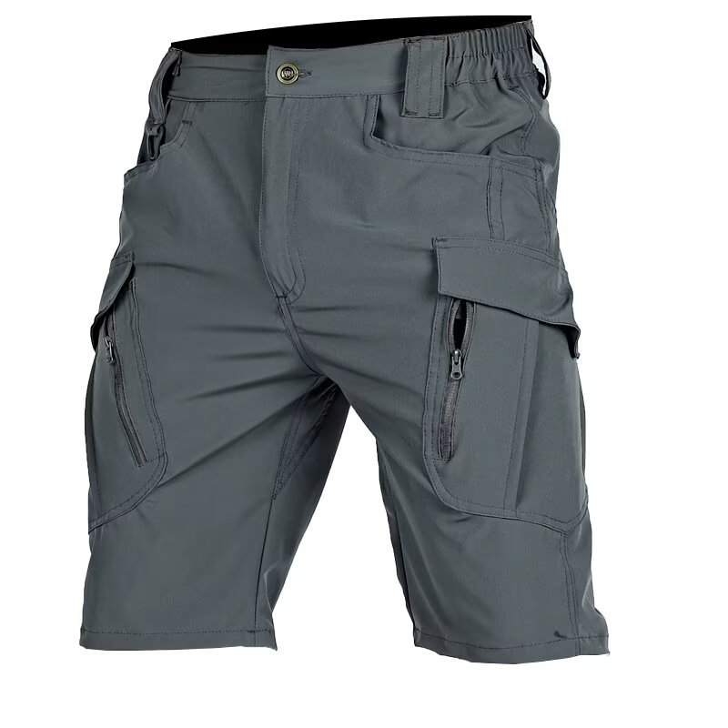 Verão de secagem rápida Shorts táticos calças de cinco pontos meio corte calças esportivas soltas finas elásticas calças