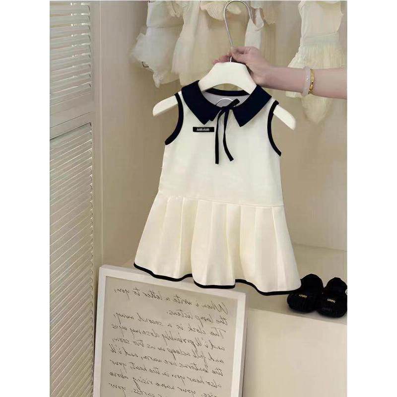 Feminino. crianças vestido estilo verão temperamento colete vestido estilo fino moda All-Match sem mangas plissado vesti