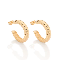 Brinco meia argola torcido banhado a ouro 18k Rommanel