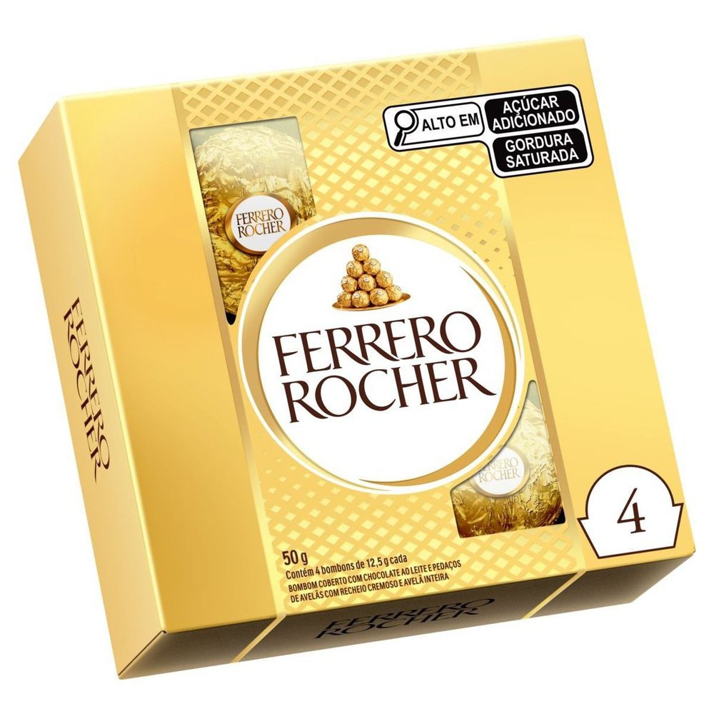 Bombom Ferrero Rocher 4 unidades em Oferta na Shopee