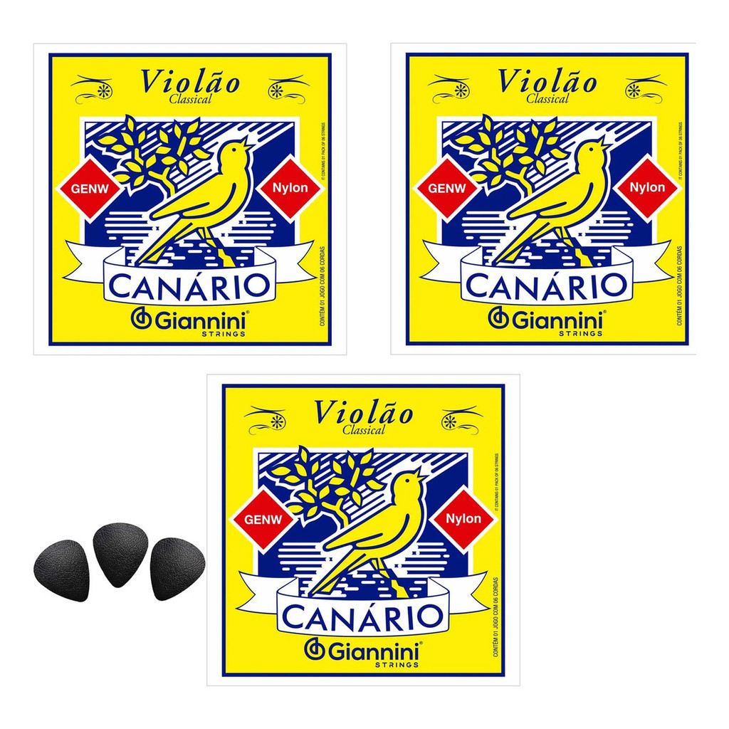 Encordoamento Violão Nylon Giannini Canário Genw Pack Com 3