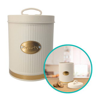 Pote De Biscoitos Bolacha Cookies Luxo Com Tampa Aço Bege em Oferta na Shopee