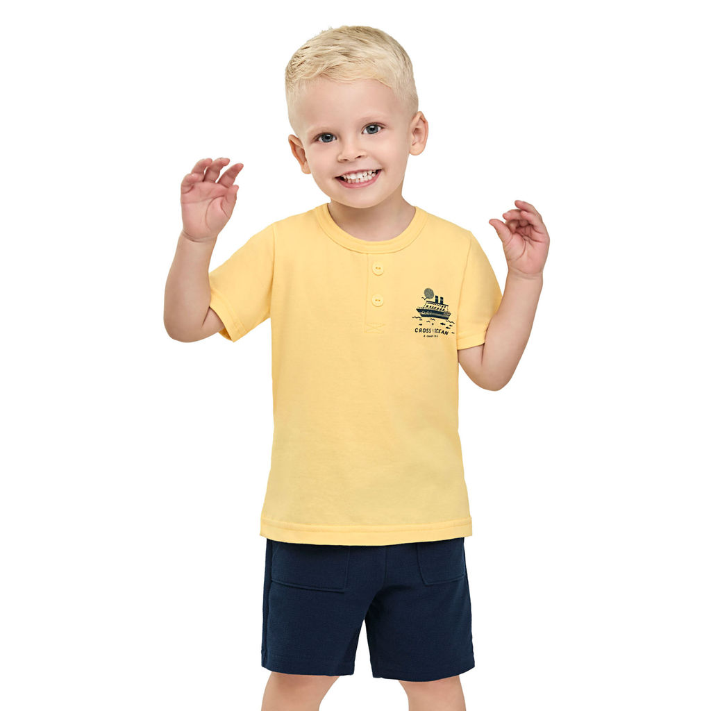 Conjunto Infantil Menino Botões Decorativos Elian Amarelo em Oferta na Shopee