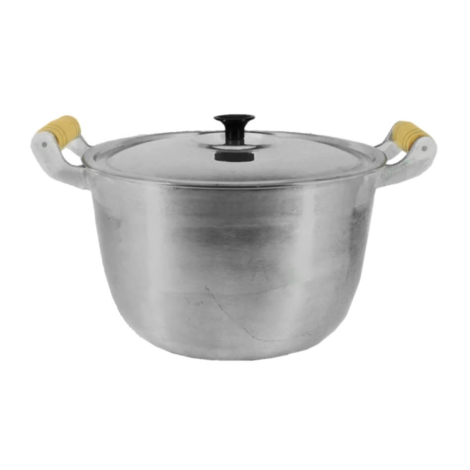 Caldeirão Alumínio Fundido Polido Alça de Madeira 32cm