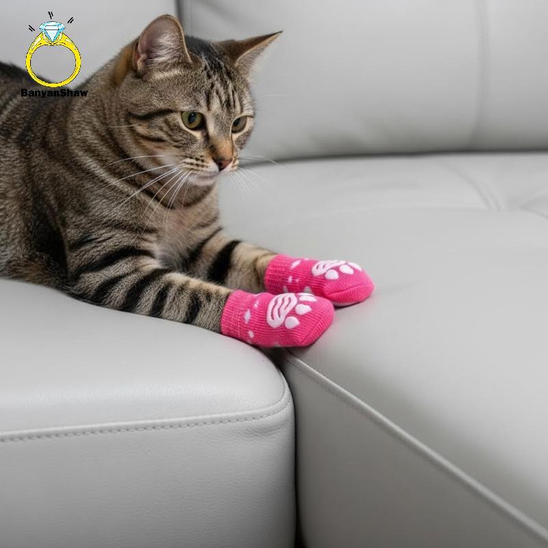 [BANY] 4 Unidades De Desenho Animado Para Animais De Estimação Gato Cachorro Piso Antiderrapante Sos Evita Arranhões E S