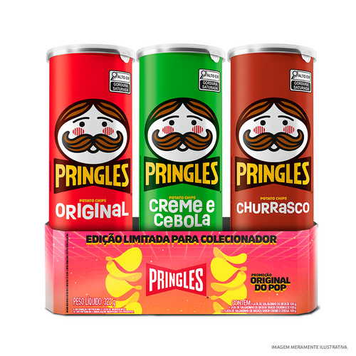 Combo Pringles Original do Pop - Pack com 3 sabores em Oferta na Shopee