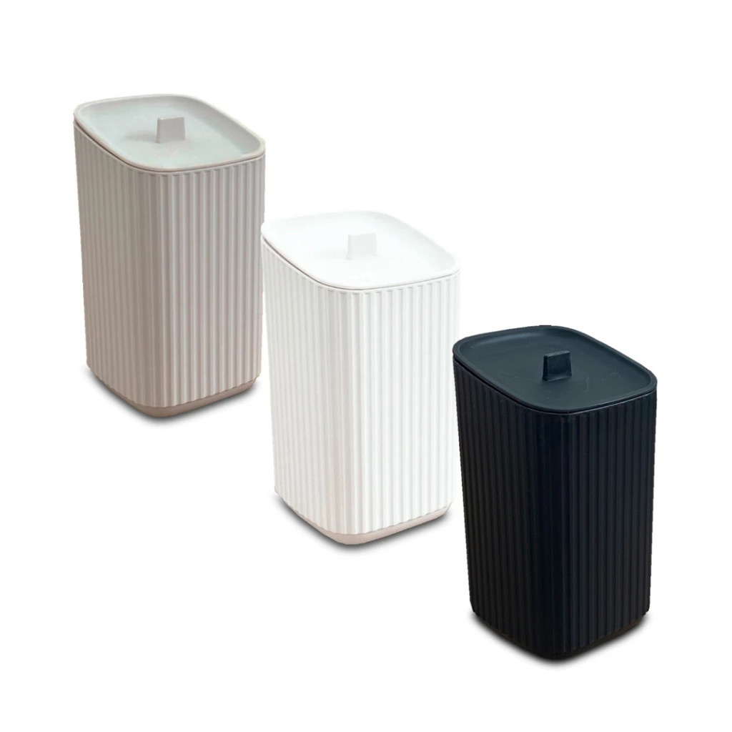 Porta Algodão Cotonete De Plástico Com Tampa Minimalista Banheiro Lavabo Usual Utilidades