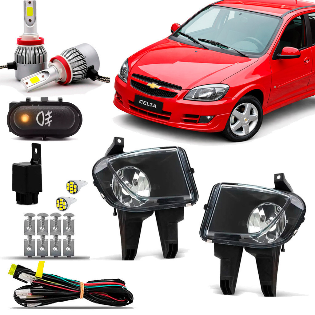 Kit Farol Milha Neblina Farolete Auxiliar Cibie Completo Celtinha Celta Prisma 2007 08 09 10 2011 Botao Original Led 6K em Oferta na Shopee