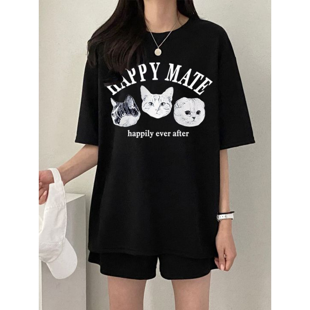 Camiseta Feminina Moda Coreana Esportiva Conjunto Casual Loose Moderna Estilosa Confortável Verão