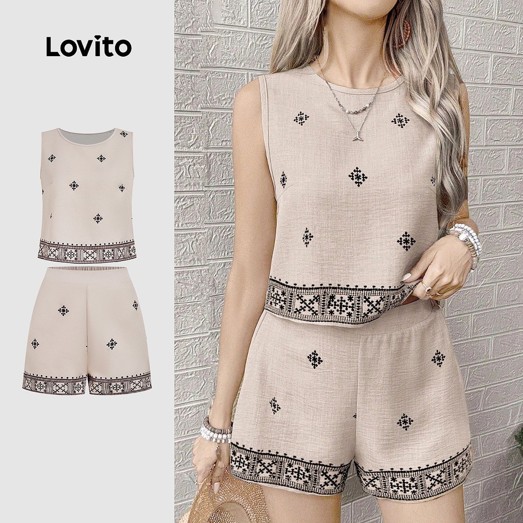 Lovito Boho Tops ou Bottoms Tops ou Bottoms de Primavera/verão para Mulheres L164LD172