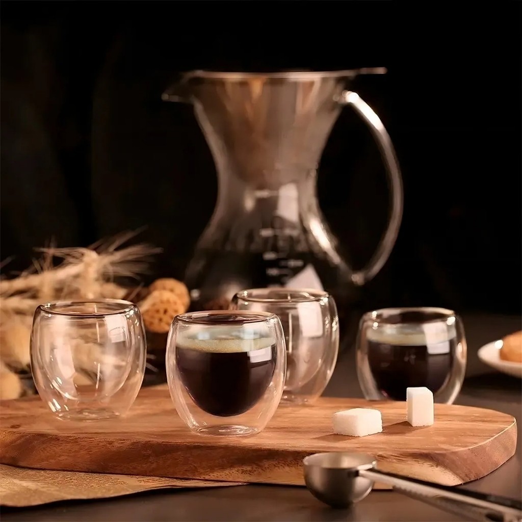 Conjunto Copos Café Vidro Borossilicato 90 ml Design Elegante Durável Achadinhos