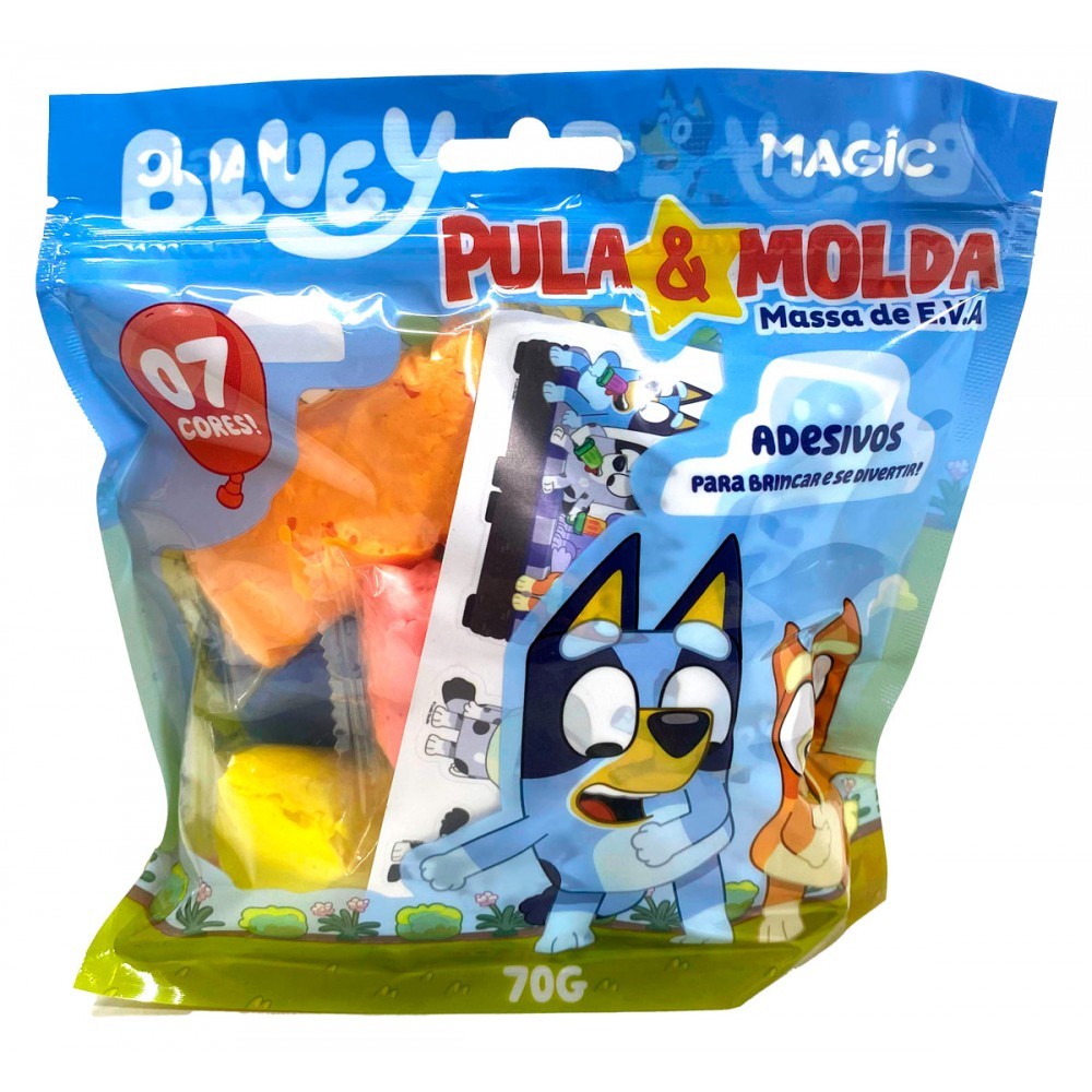 Massa de Modelar EVA Pula e Molda 70g com Adesivos - Bluey