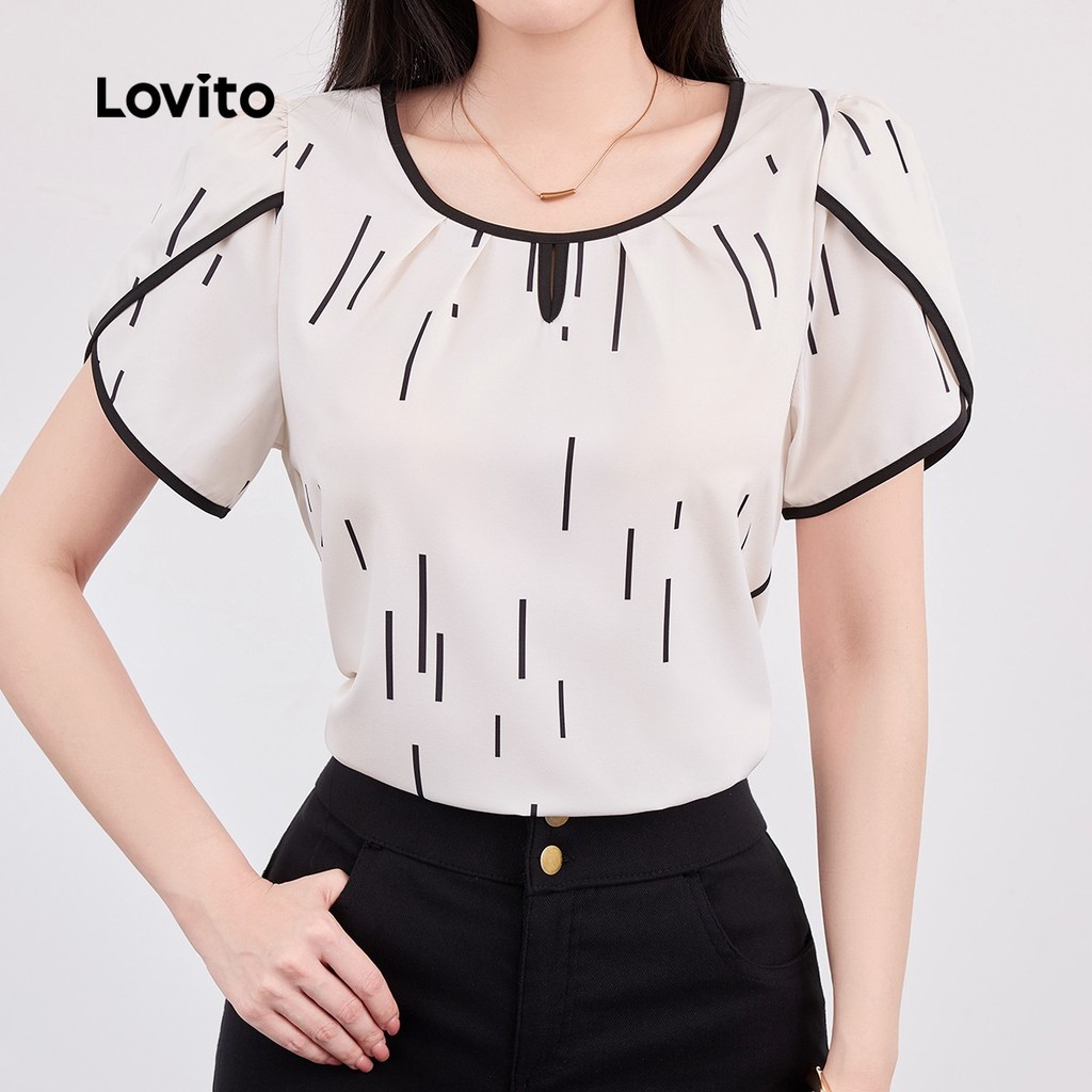 Lovito  Blusa Casual com Padrão Colorblock Primavera/verão para Mulheres L178LD1604