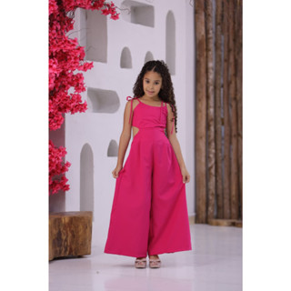 Macacão Longo Liso Infantil Feminino  Pantalona Elegante Festa Aniversário Menina 4 ao 16 anos em Oferta na Shopee
