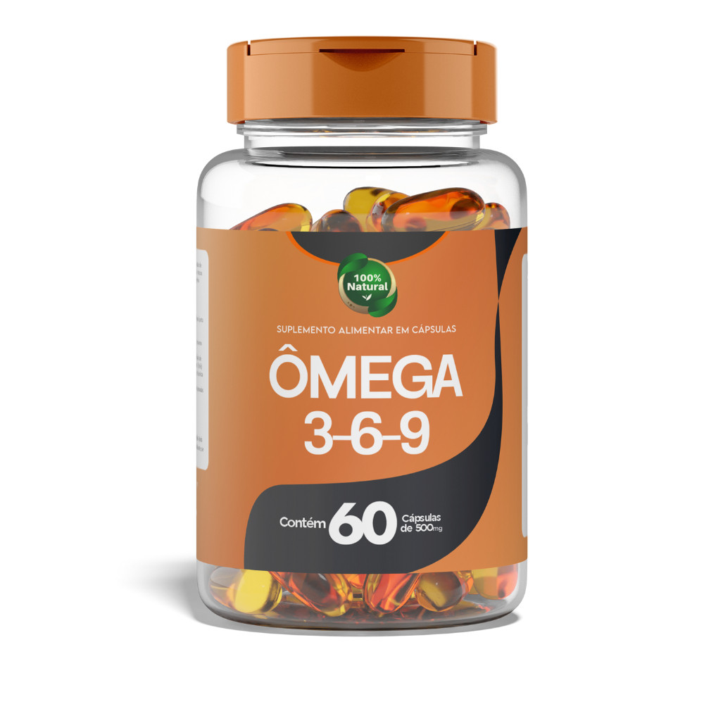 Omega 3 6 9 500mg 60 Capsulas Mix de Oleos Peixe Linhaca e Borragem Saude Cardiovascular e Pele