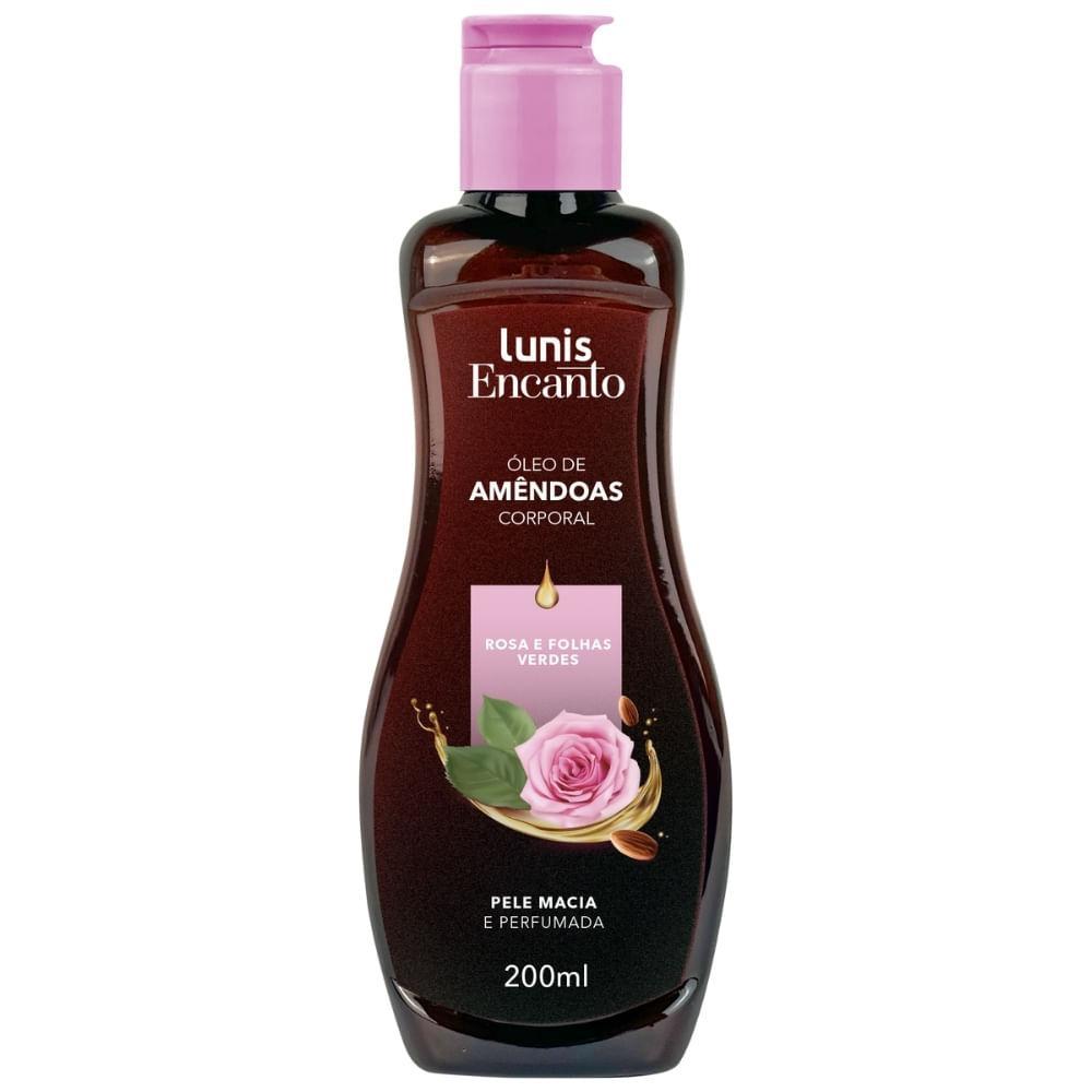 OLEO DE AMENDOAS CORPORAL LUNIS ENCANTO ROSA E FOLHAS VERDES 200ML