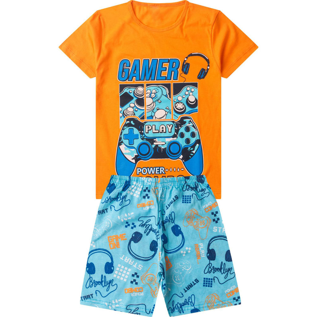 Pijama Infantil Menino Brilha No Escuro Select Laranja