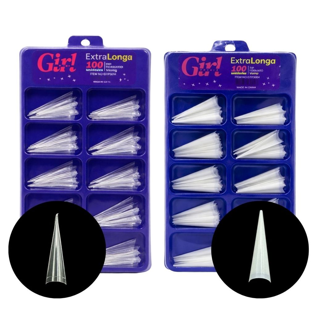 Caixa 100 Tips VAMP EXTRA LONGA Unhas Acrigel Girl Fatale