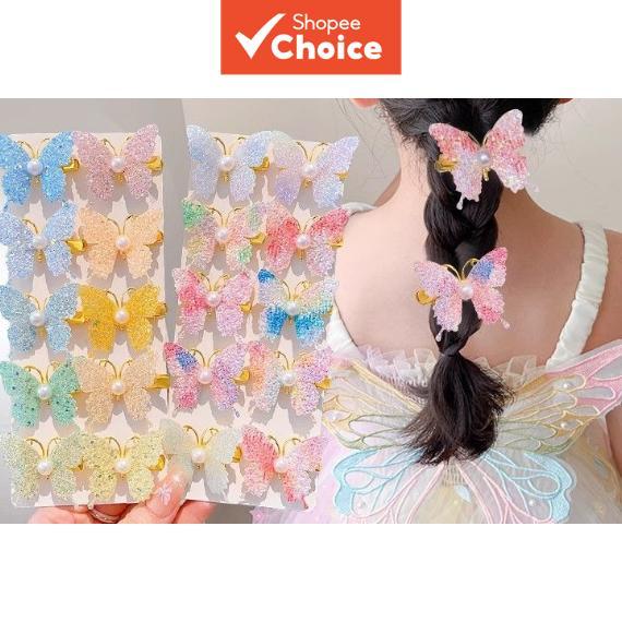 Meninas Novas Lantejoulas Duplo 6 Pçs Borboleta Grampo De Cabelo Arco Grampos DIY Headwear Decoração Hairgrip Criança Ac
