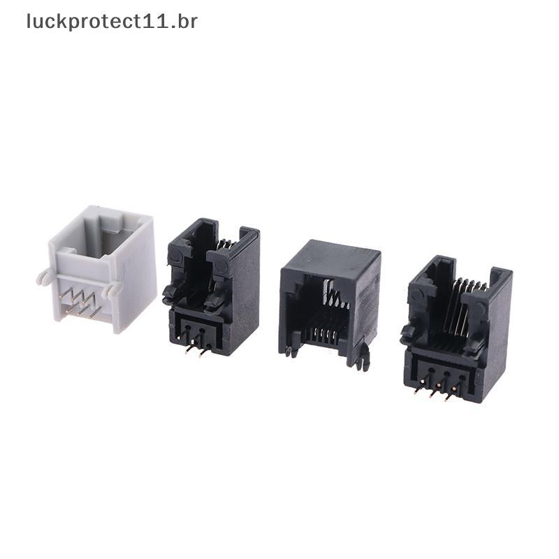 LTBR 10 Peças RJ11 Telefone Soet Pino Curvo 95001 4P4C 6P6C 6P4C Fêmea Ja Pcb Conector ~