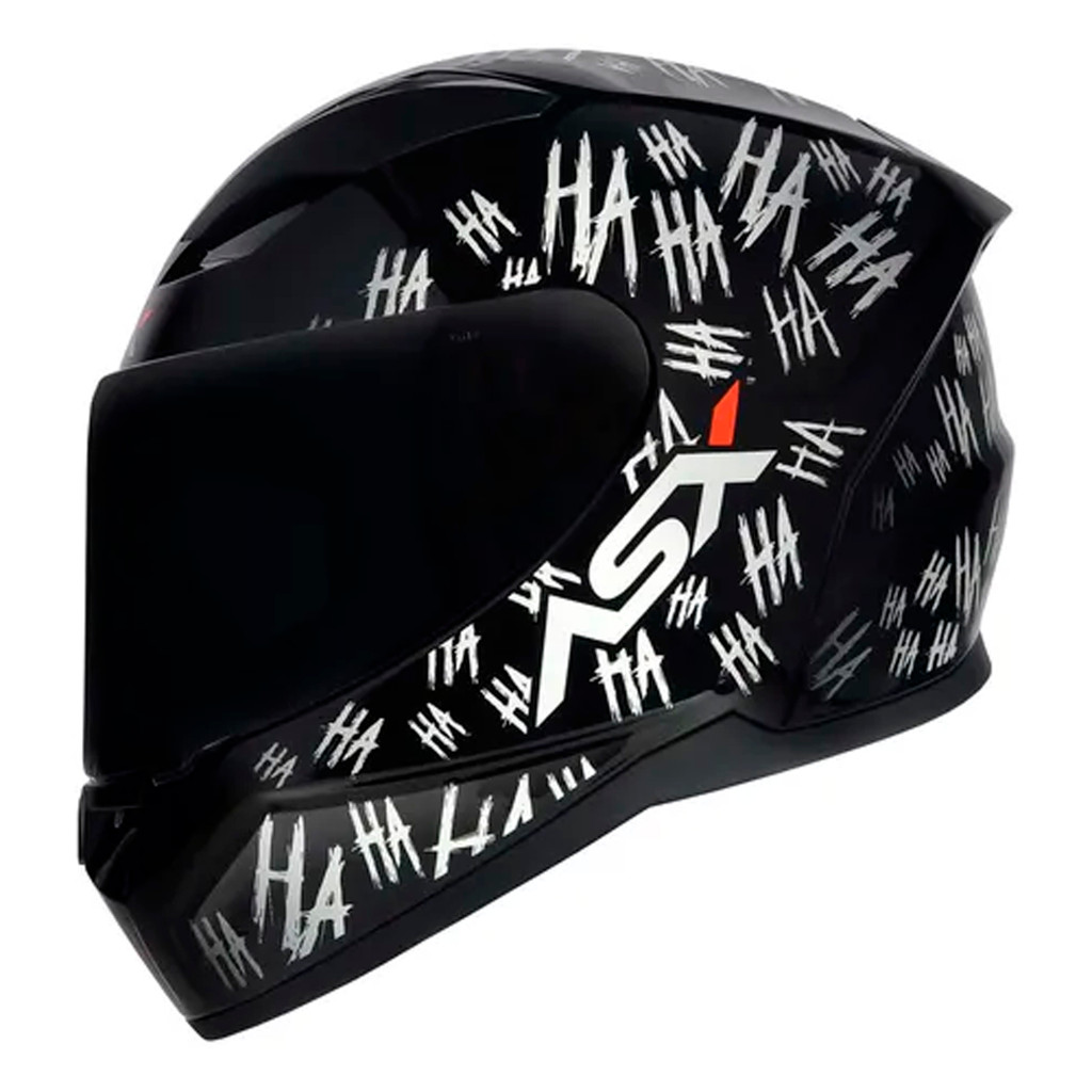 Capacete Ha Ha Ha Asx City Fun Brilhante Preto e Branco Tam 58 C/ Viseira Cristal