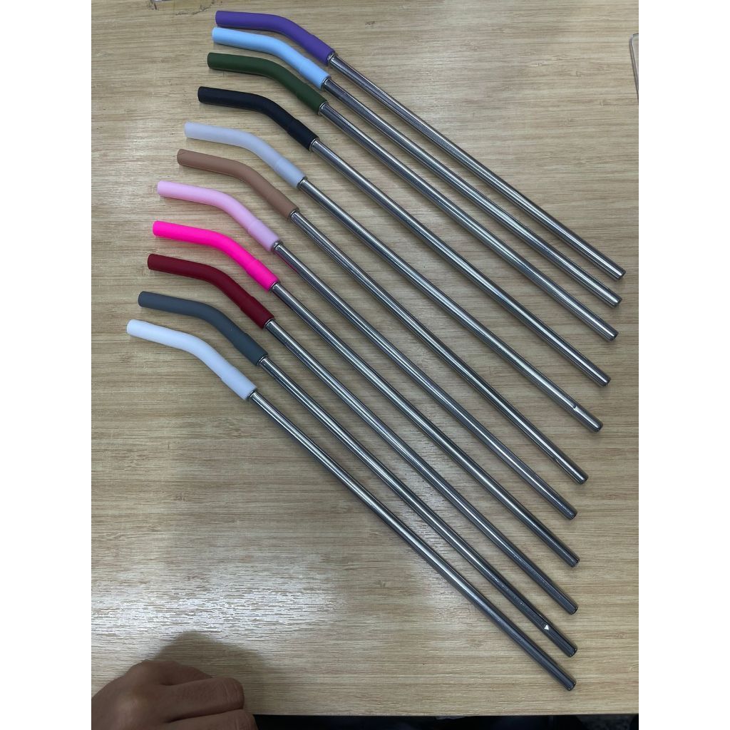 Canudo inox com bico silicone para copo Quencher 14oz 22CM