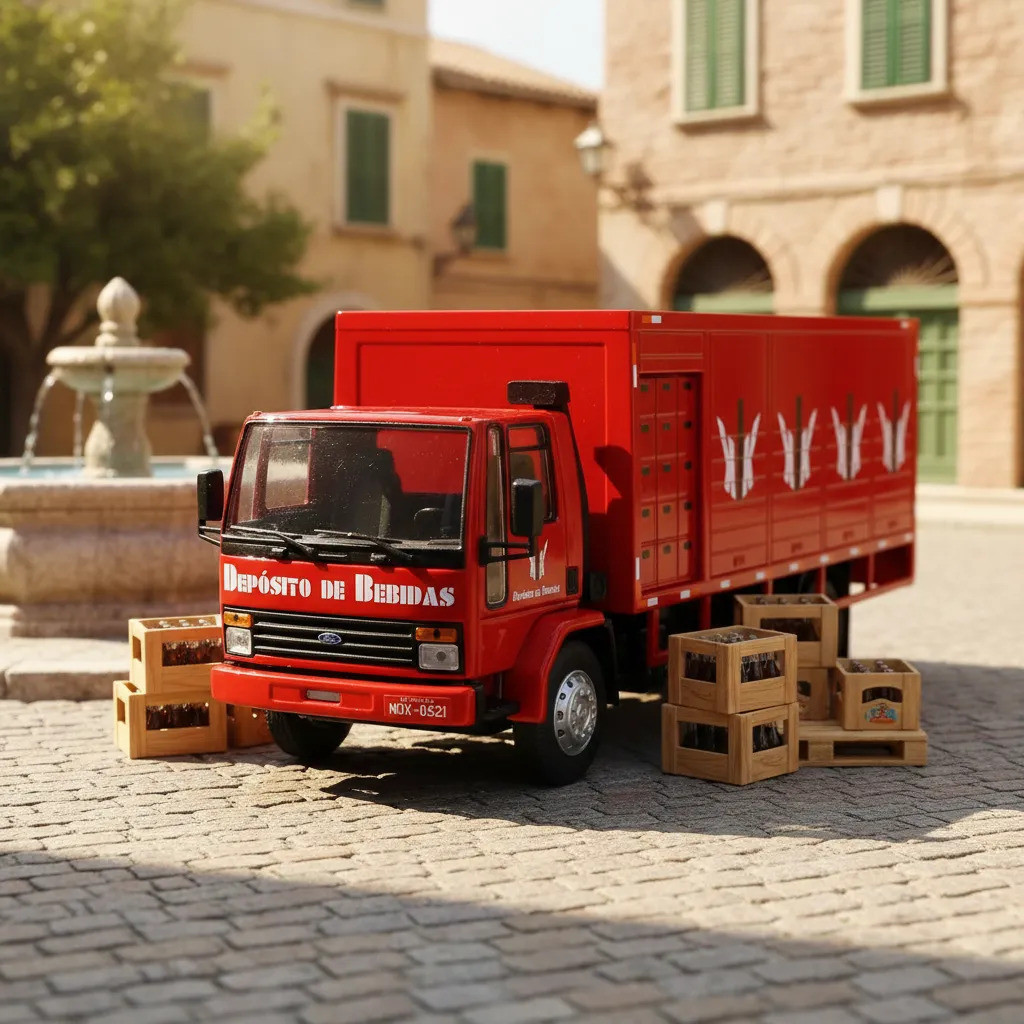 Miniatura Caminhão Ford Cargo 1415 Entrega Bebidas 1:43 Ixo Vermelho