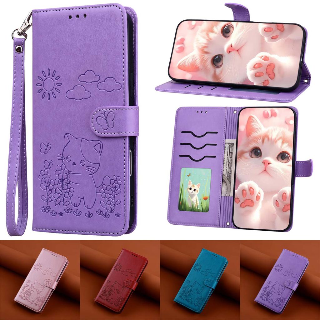 Cordão Carteira Flip Case Para Samsung Galaxy A57 A37 A17 A56 A36 A26 A16 A06 A55 A35 A15 Capa Traseira De Telefone De