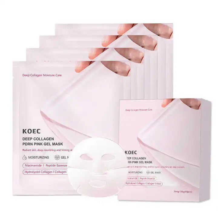 Korean Skincare Beauty PDRN pink Hydrating Moisturizing Collagen Jelly Gel Facial Sheet Mask for  Glow Skin 35g*4 Sheets