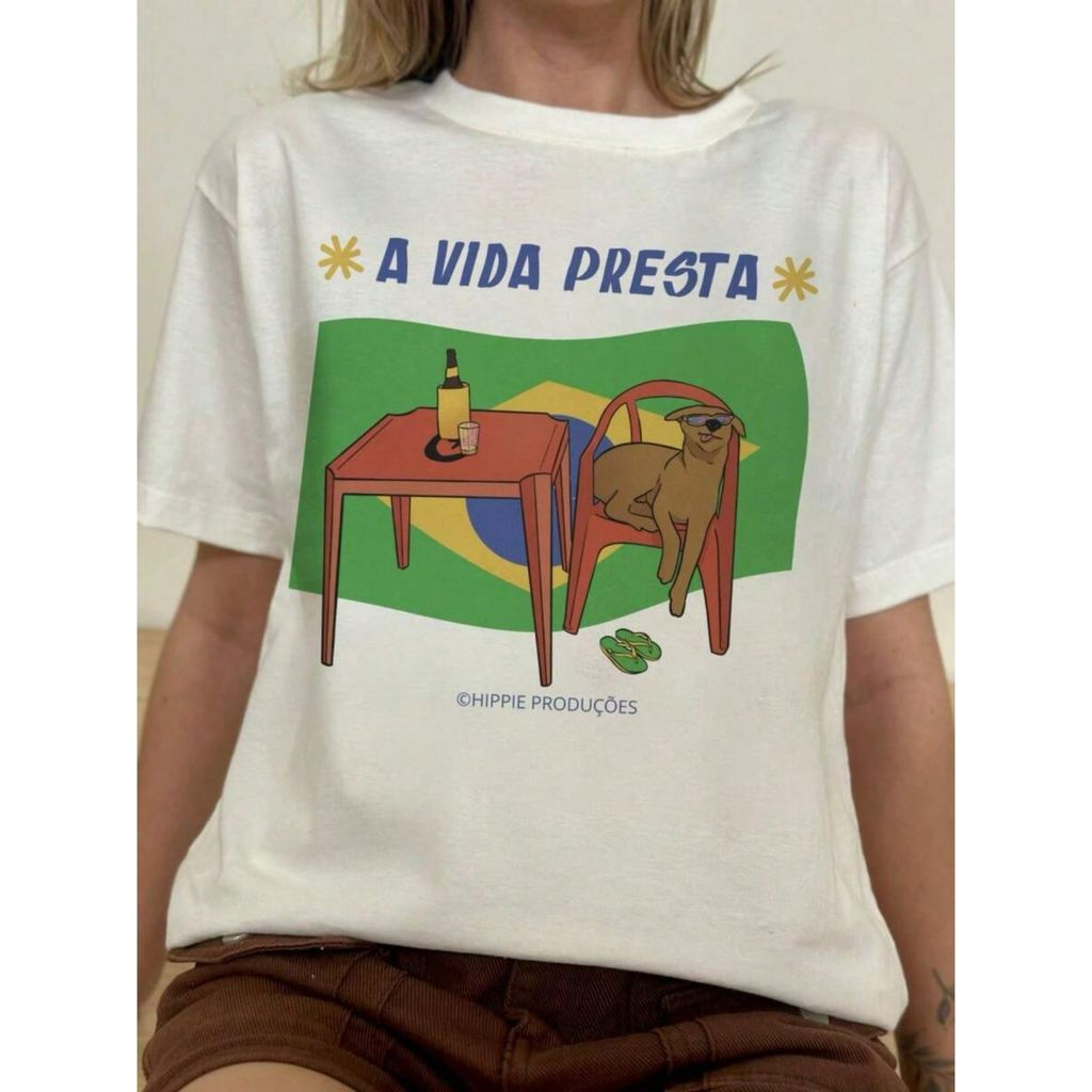 Camiseta Feminina Masculina  A vida presta Brasil Core Brasilidades Lançamento Copa do Mundo Mais Barata