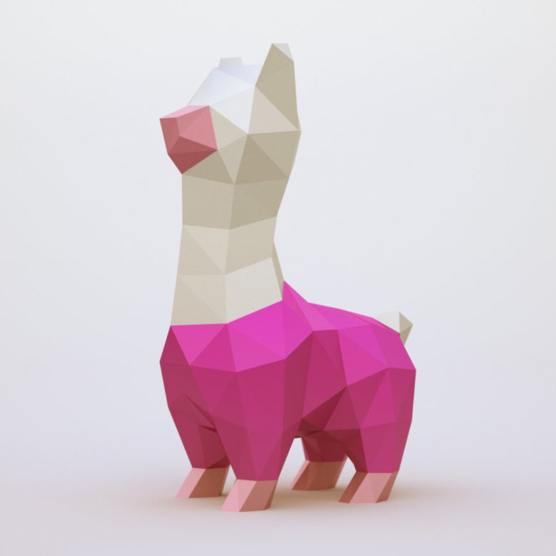 MOMO molde de papel tridimensional pequeno Alpaca Animal 3D tridimensional papel artesanato decoração modelo de papel de