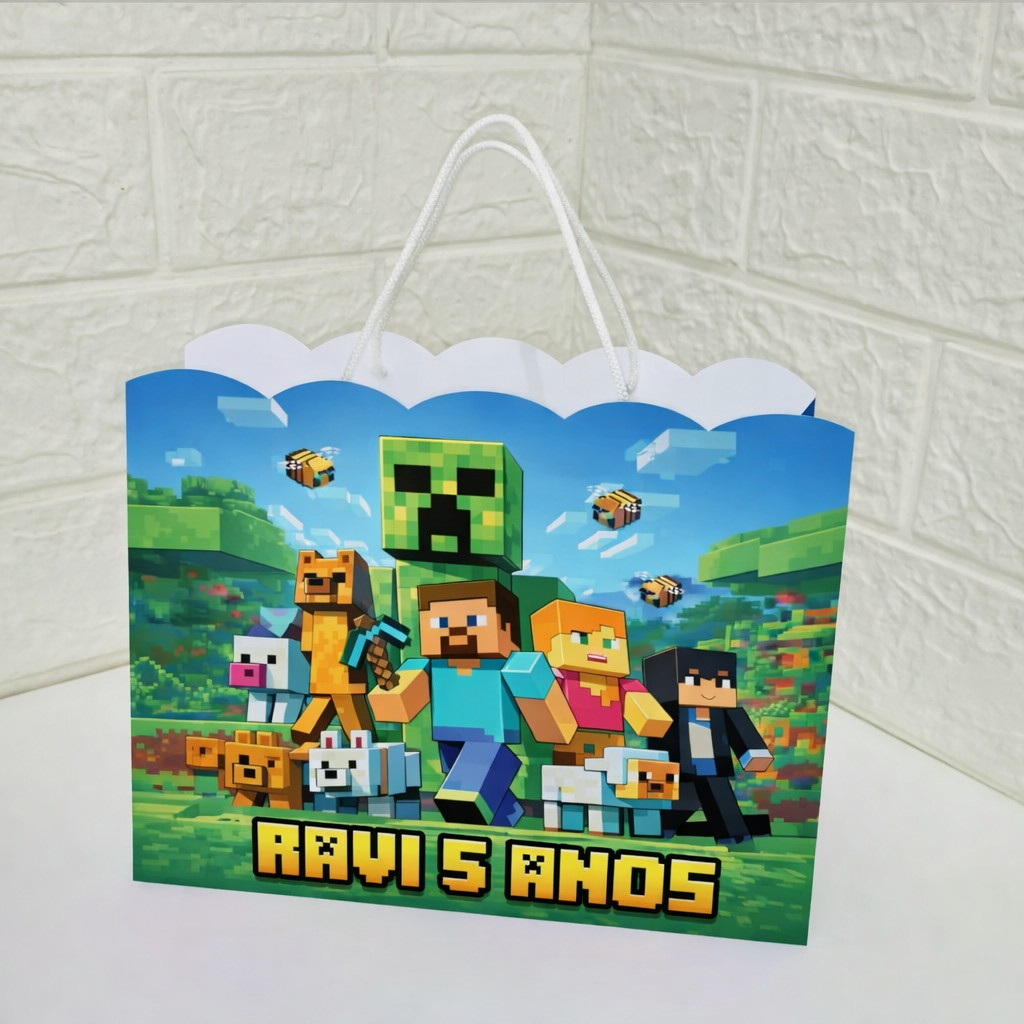 Sacolinha Minecraft, Personalizado | Sacolinha | Mimos | Lembrancinha | Aniversário  Minecraft PEGUE E MONTE