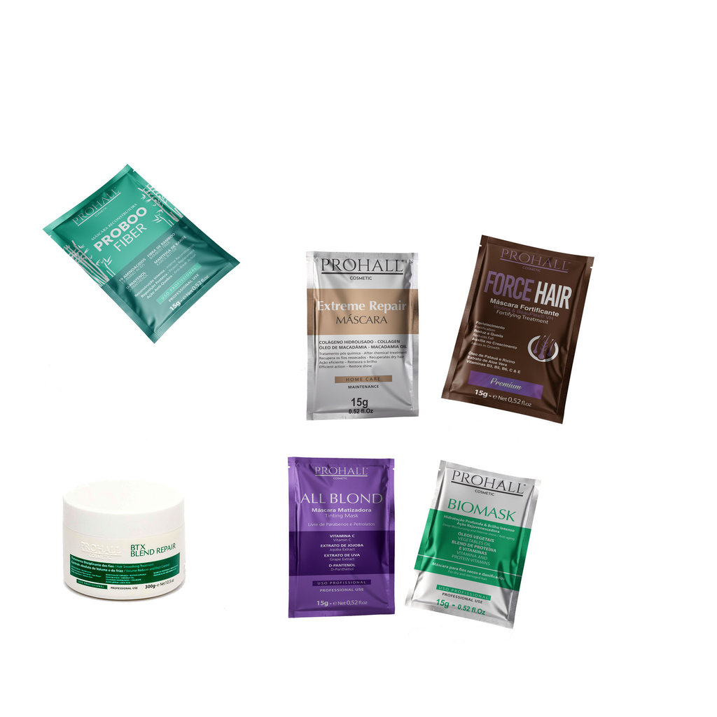 BTX Blend Repair Prohall 300g Tratamento Disciplinante + 3 Sachês Sortidos