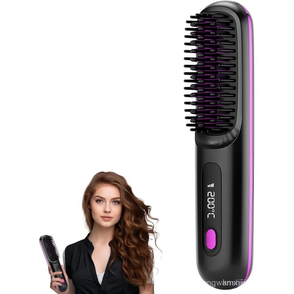 Escova Alisadora de Cabelo Cerâmica Sem Fio, Nova Escova Alisadora Go Brush Pro 2026 com Display de Temperatura, Escova 