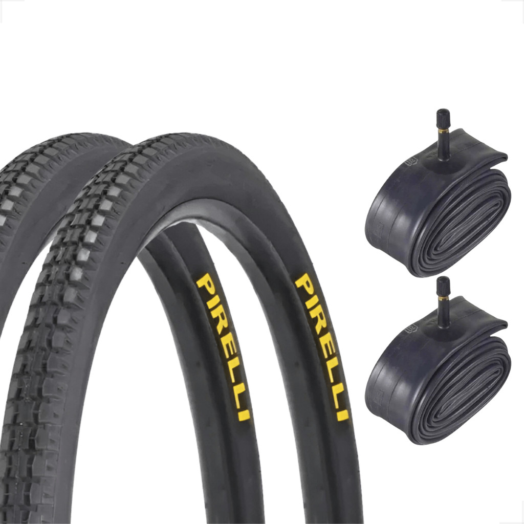 Par Pneu Pirelli Primor 26 x 1.1 / 2x2 Barra Forte motorizada montadinha Bike + Par Camara Shiver