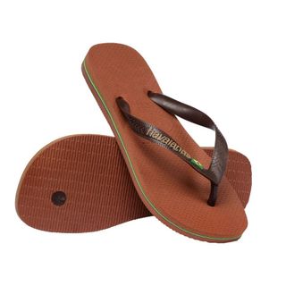 Chinelo Havaianas Brasil Logo Ferrugem marrom  e Argila escolha a sua Original Chinelos BSB