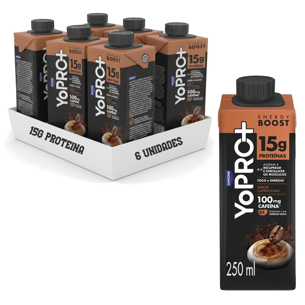 Kit 6und YoPRO UHT Energy Boost Cappuccino 250g 15g Proteína