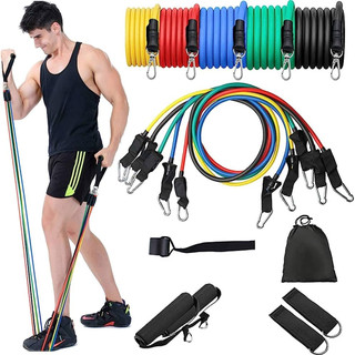 Kit 11 Elásticos Extensor de Tensão Para Exercícios Academia Fitness