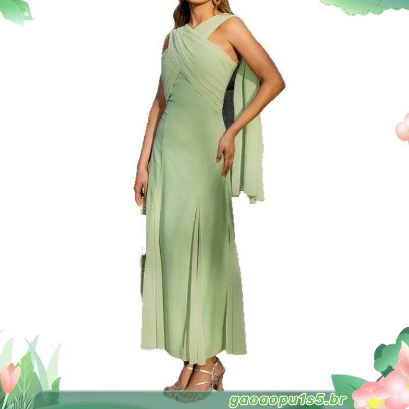 Novo vestido feminino cor sólida Chiffon fita magro-ajuste vestido tubo superior moda sem mangas vestido longo feminino