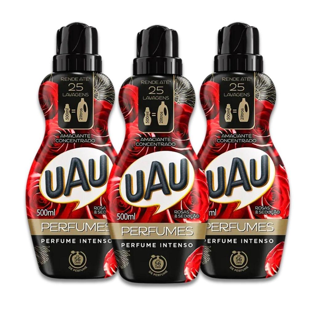 Kit 3un Amaciante Concentrado 500ml UAU Rosas e Sedução em Oferta na Shopee