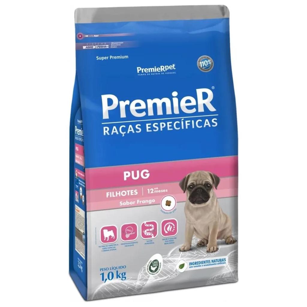 Ração Premier Raças Específicas Pug Filhotes Frango 1Kg