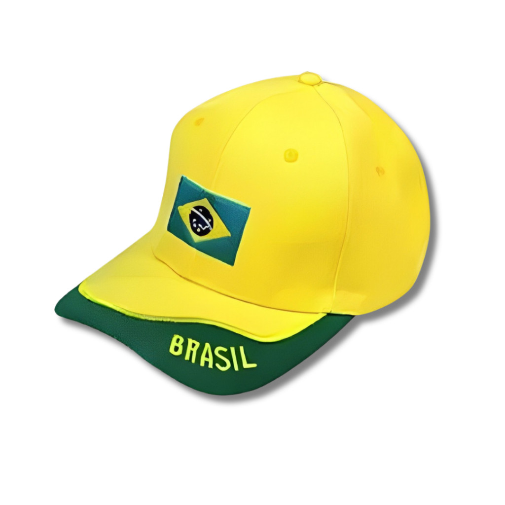 Bone Aba Curva Bandeira do Brasil Ritmo de Copa, Seleção Brasileiras em Oferta na Shopee
