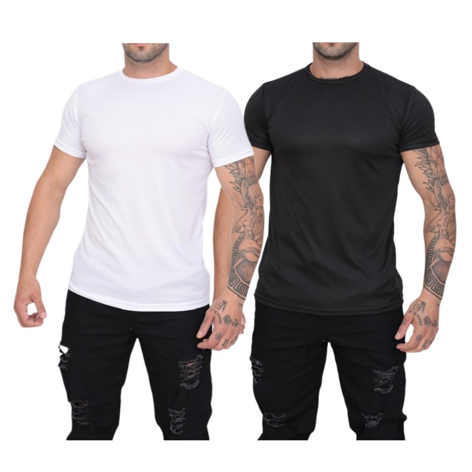 Kit 2 Camisetas Dry Fit Masculina Lisa - Casual Treino Academia Esportes Exercícios Corrida