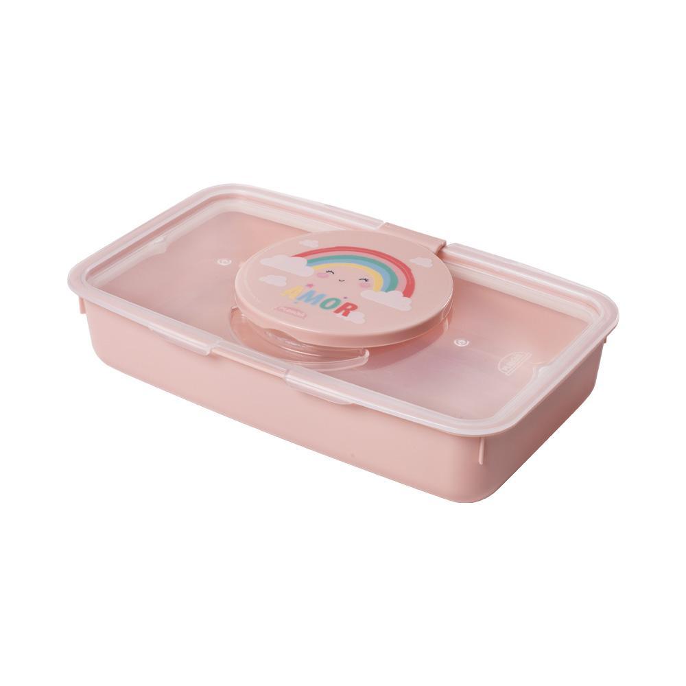 Porta Lenço Umedecido com Vedação Arco Íris Plasútil em Oferta na Shopee